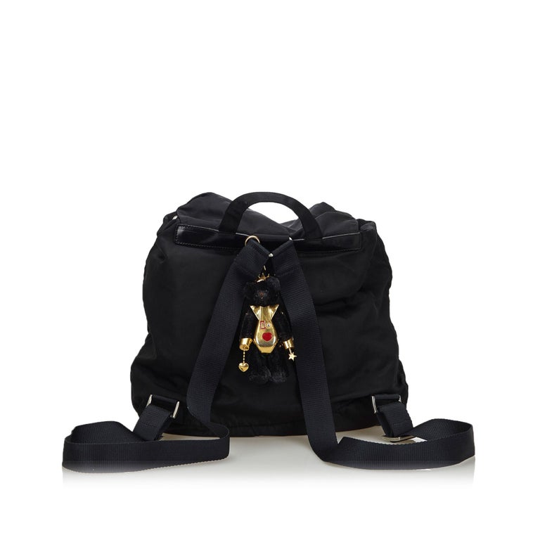 Vintage Authentic Prada Black Nylon Fabric Drawstring Backpack Italy ...
