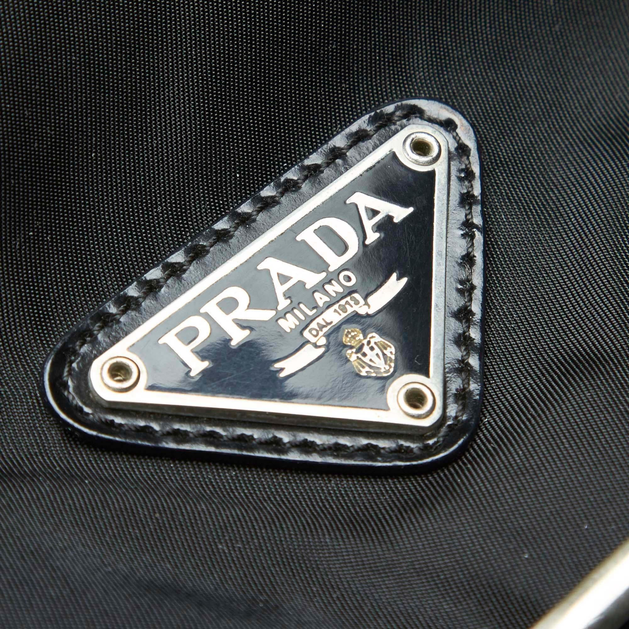 Women's Vintage Authentic Prada Black Nylon Fabric Drawstring Backpack Italy LARGE 