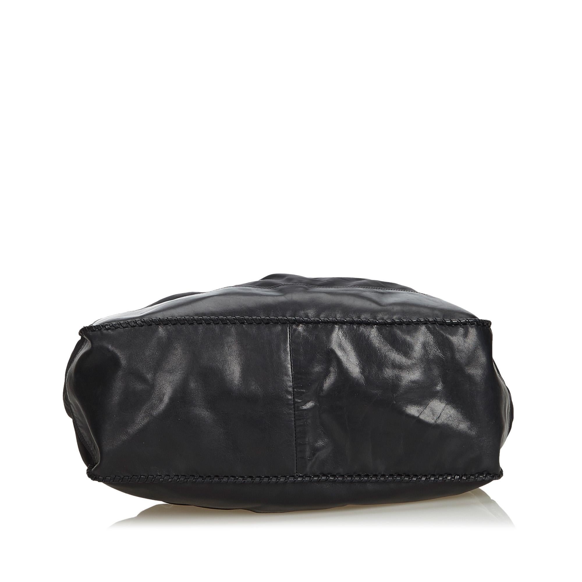Women's Vintage Authentic Prada Black Nylon Fabric Drawstring Shoulder Bag Italy LARGE  For Sale