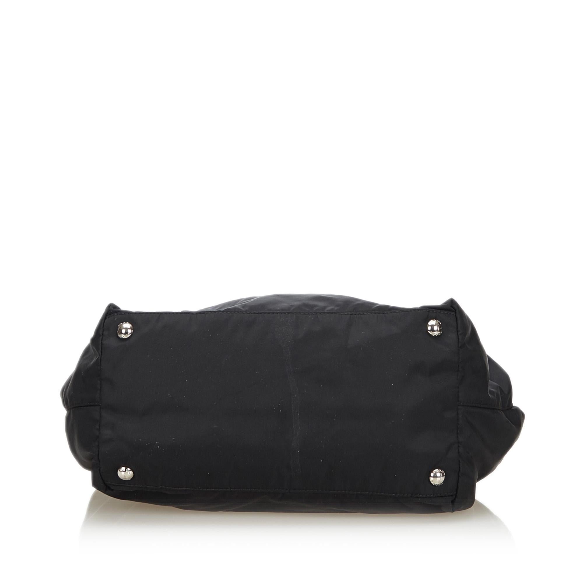 Women's Vintage Authentic Prada Black Nylon Fabric Fiocco Bow Handbag Italy LARGE  For Sale