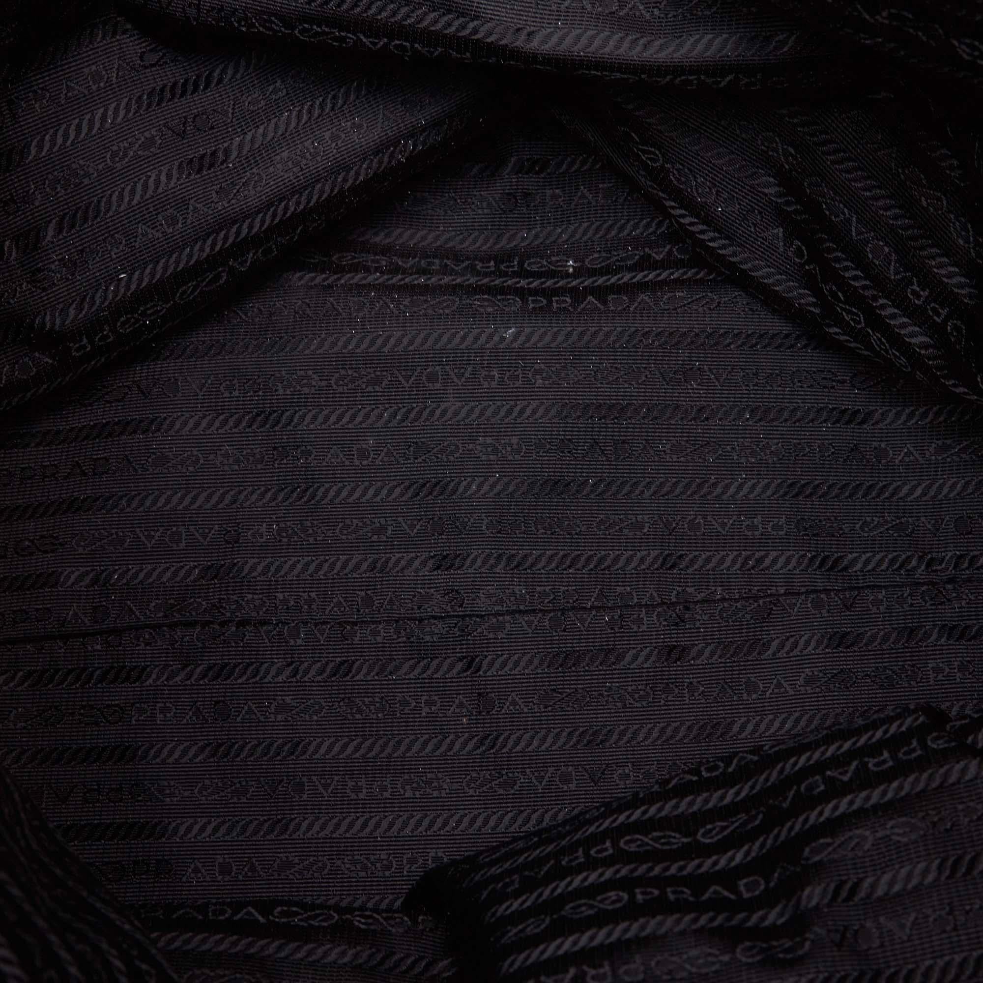 Vintage Authentic Prada Black Nylon Fabric Gathered Handbag ITALY LARGE  1