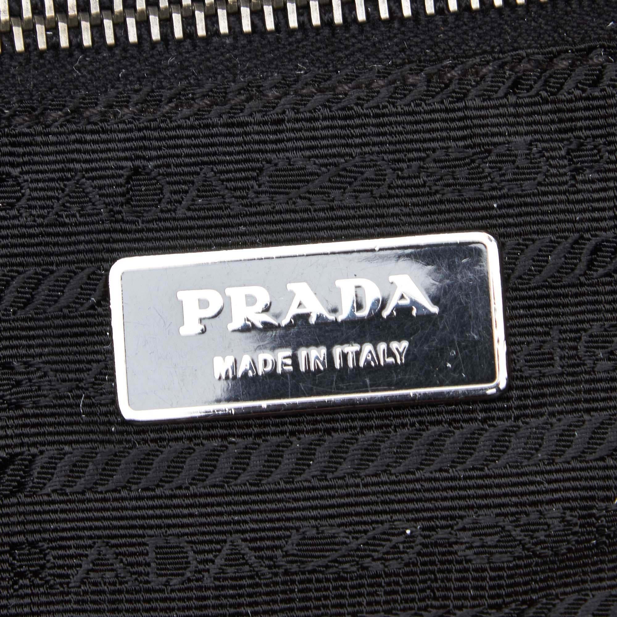 Vintage Authentic Prada Black Nylon Fabric Gathered Handbag ITALY LARGE  2