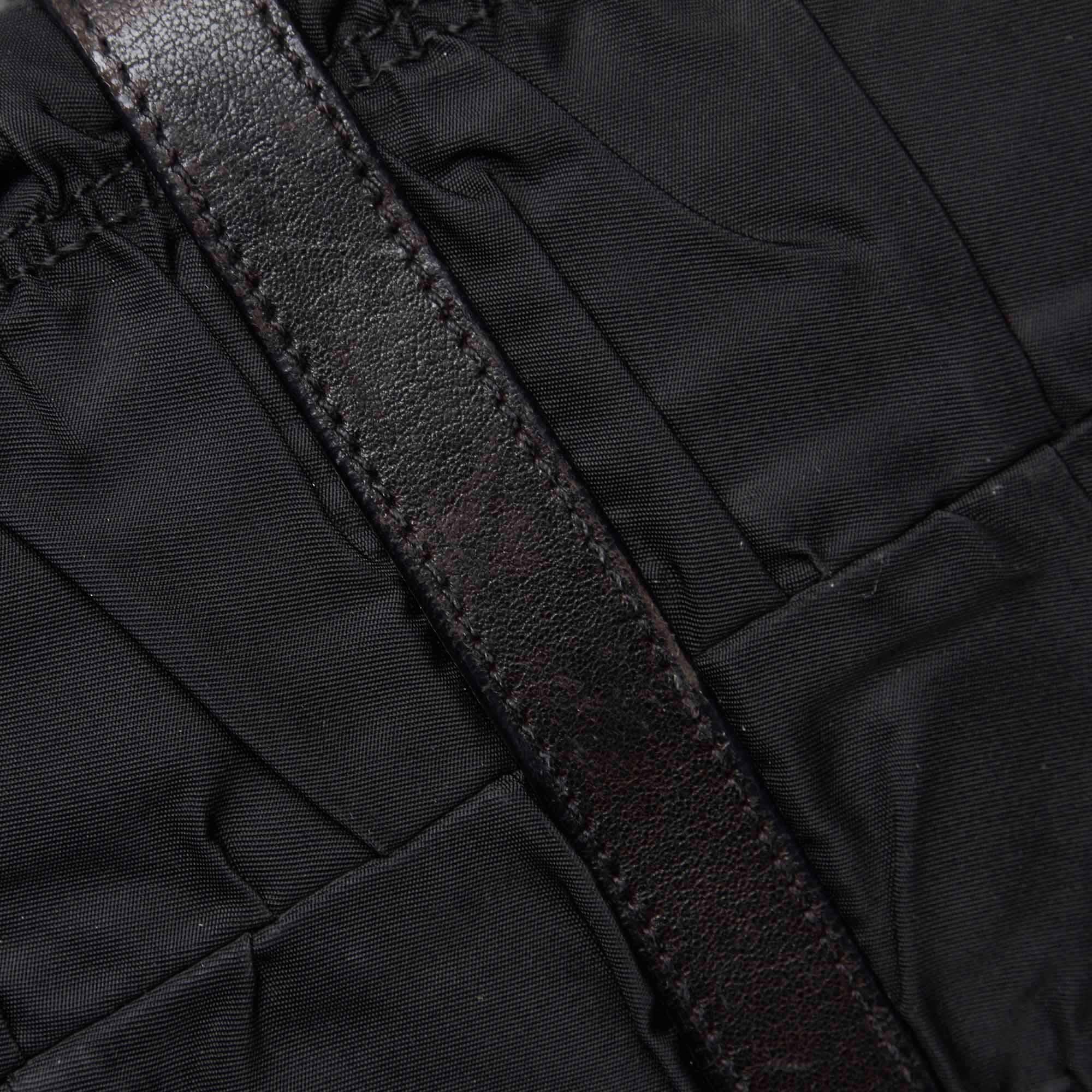 Vintage Authentic Prada Black Nylon Fabric Gathered Handbag ITALY LARGE  3