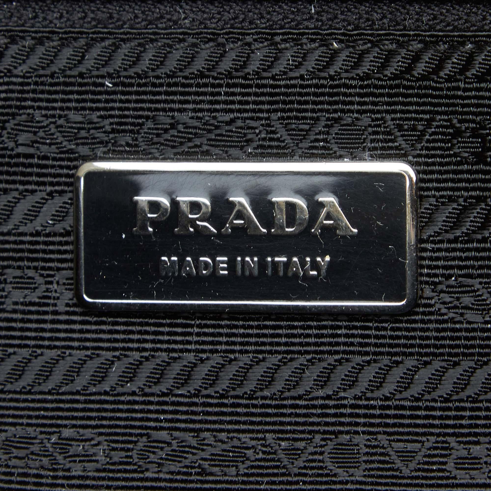 Vintage Authentic Prada Black Nylon Fabric Handbag ITALY w/ Padlock, Key LARGE  For Sale 1