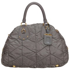Vintage Authentic Prada Black Nylon Fabric Quilted Handbag Italy LARGE