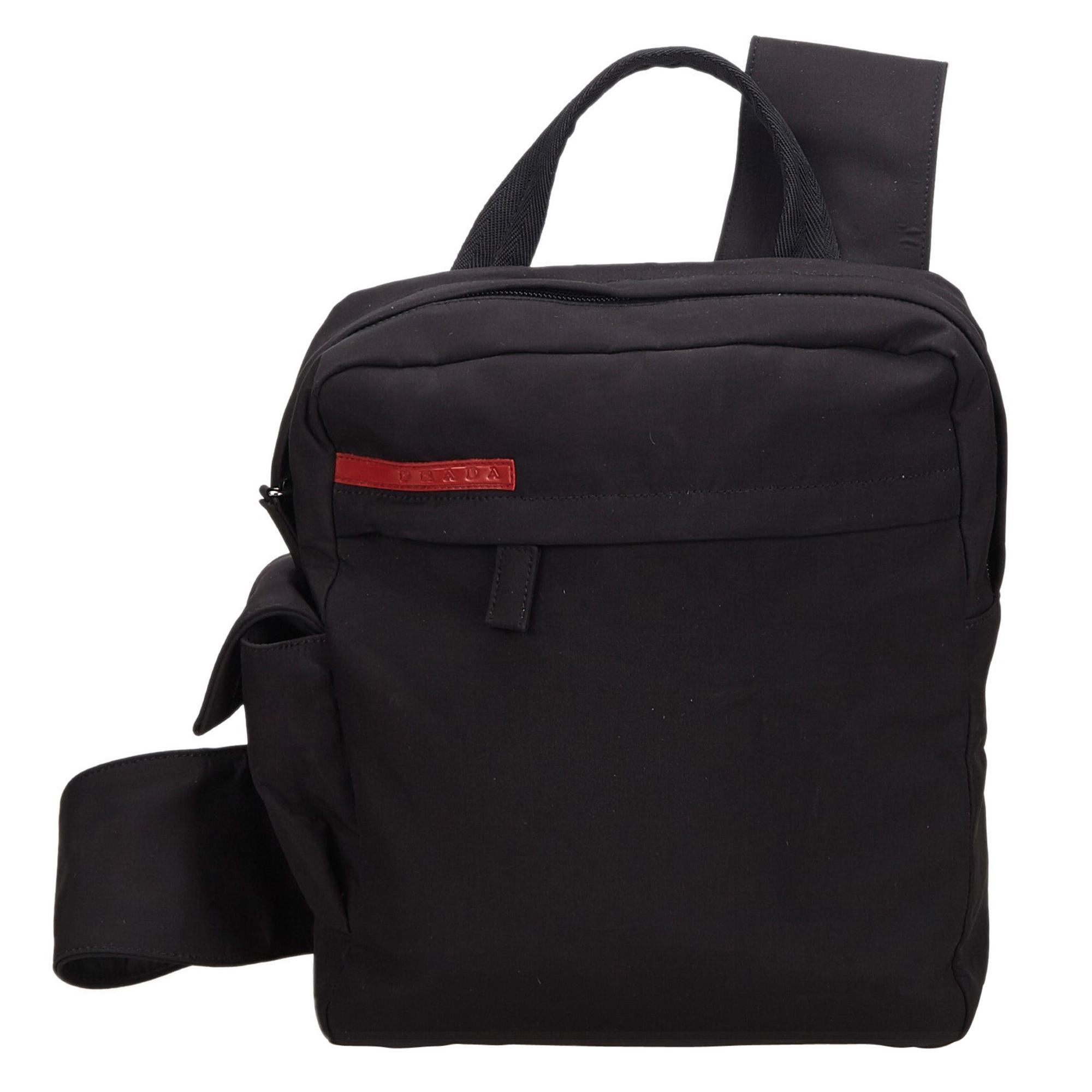 Vintage Authentic Prada Black Nylon Fabric Sports Backpack Italy MEDIUM 