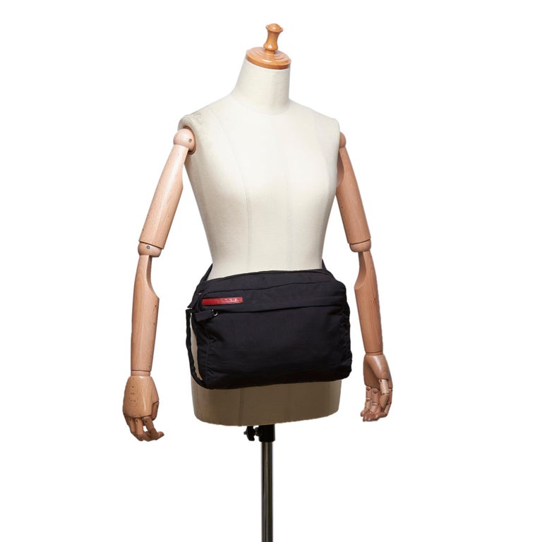 Vintage Authentic Prada Black Nylon Fabric Sports Belt Bag Italy SMALL