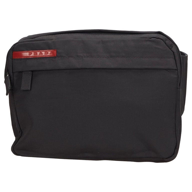 Vintage Authentic Prada Black Nylon Fabric Sports Belt Bag Italy SMALL