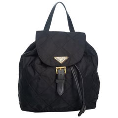 Vintage Authentic Prada Black Quilted Backpack Italy w Dust Bag LARGE 