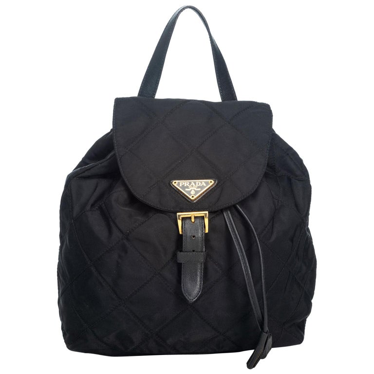 Vintage Authentic Prada Black Quilted Backpack Italy w ...