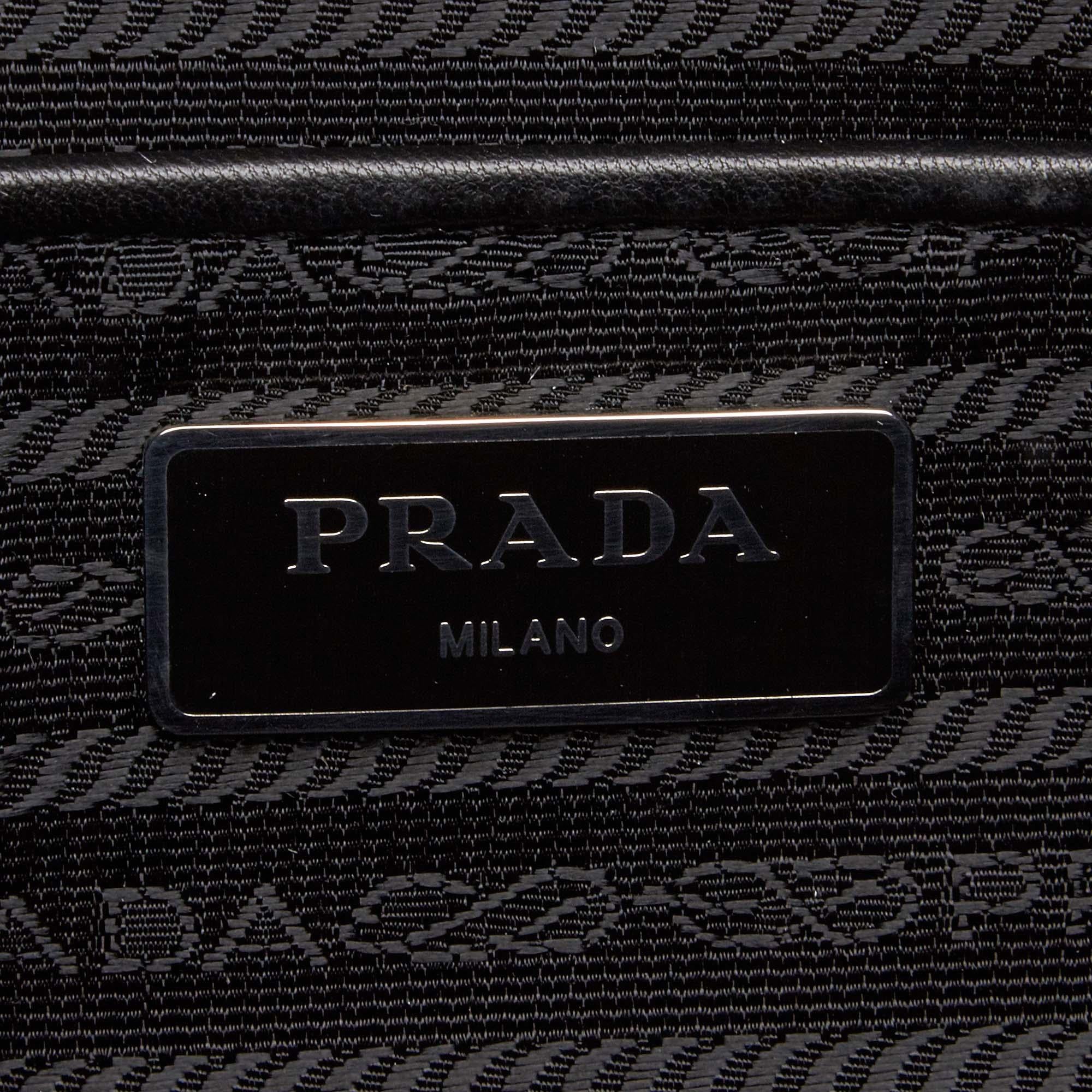 Vintage Authentic Prada Black Quilted Satchel Italy w Authenticity Card LARGE  For Sale 2