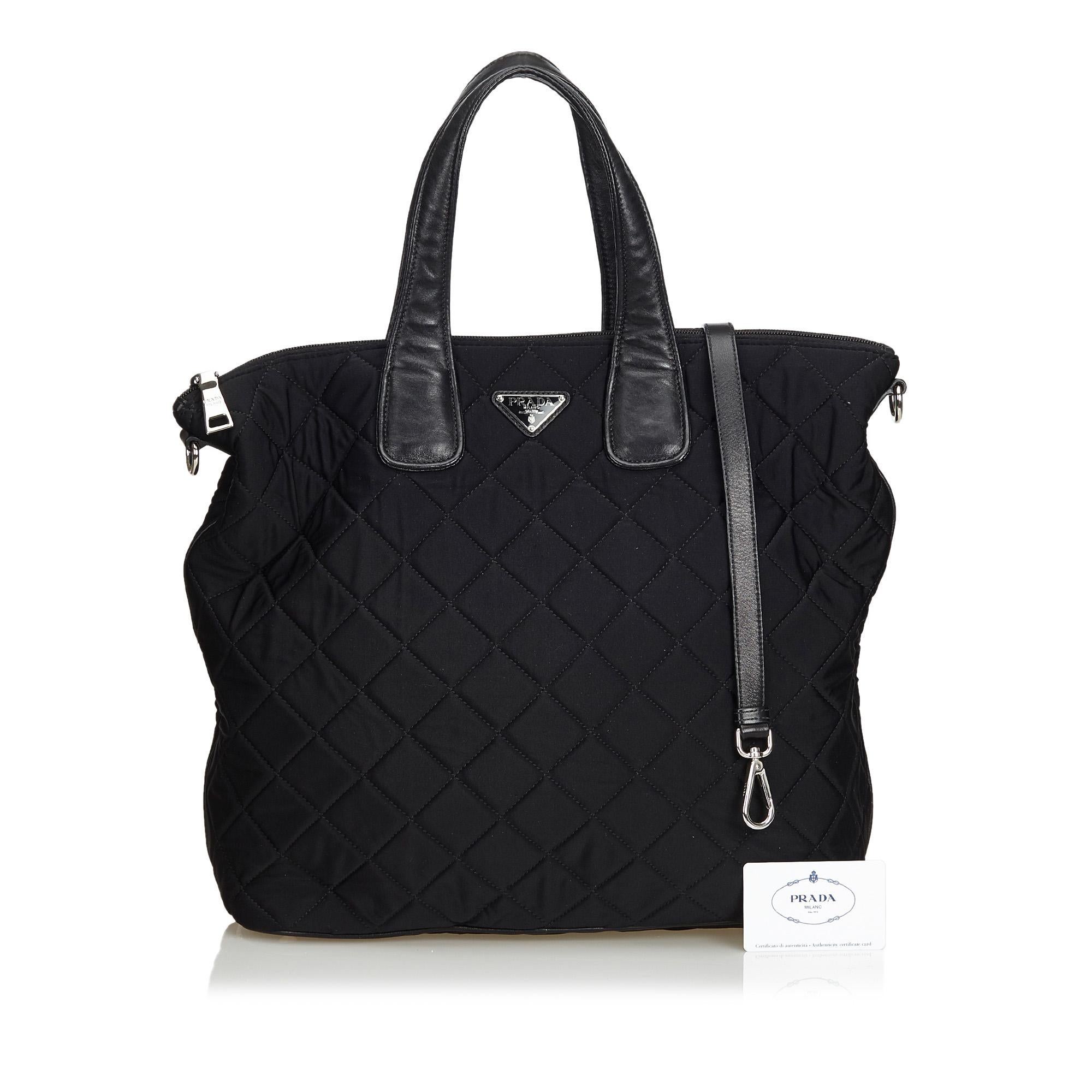 Vintage Authentic Prada Black Quilted Satchel Italy w Authenticity Card LARGE  For Sale 5