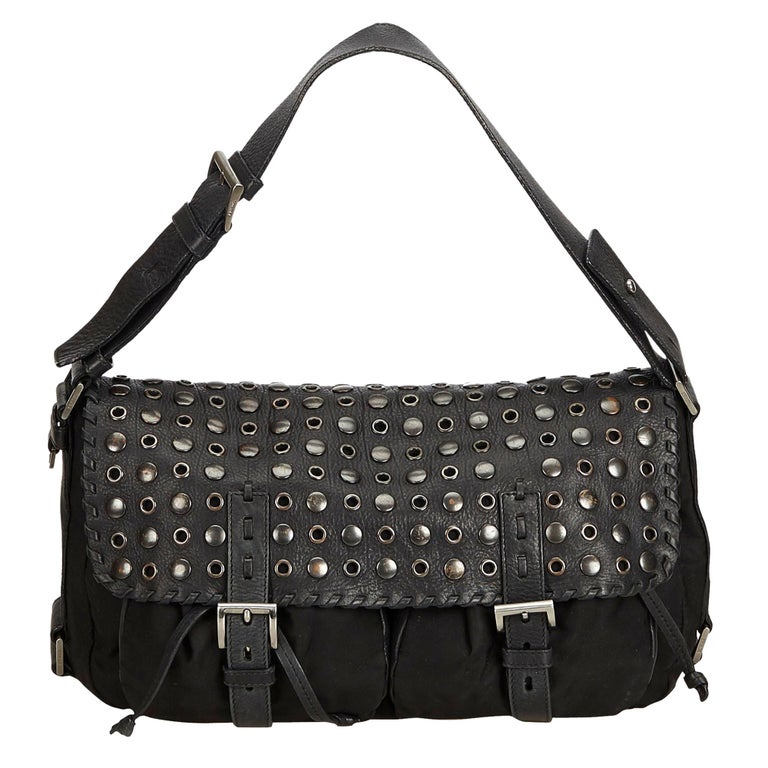 Vintage Authentic Prada Black Studded Handbag Italy w Dust ...