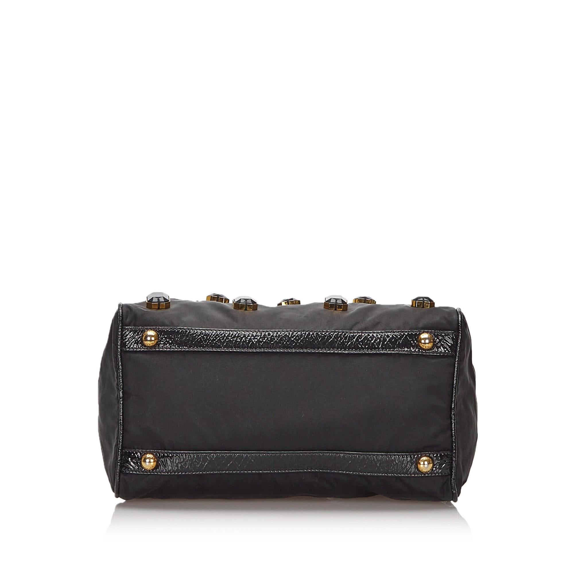 Women's Vintage Authentic Prada Black Tessuto Pietre Handbag ITALY w MEDIUM 