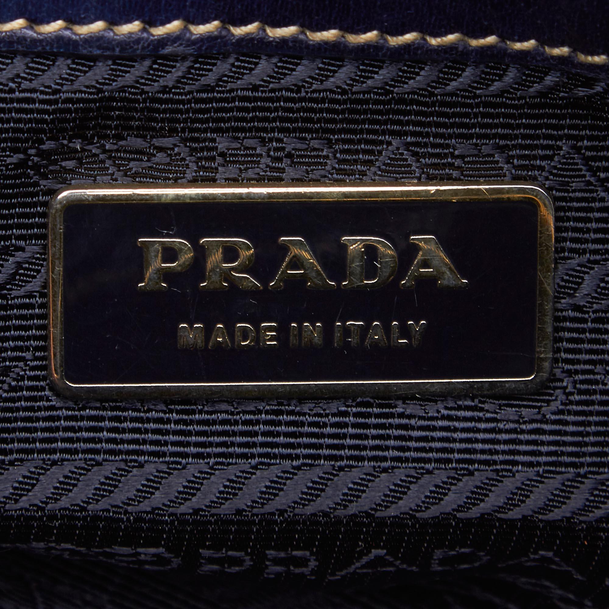 Vintage Authentic Prada Blue Nylon Fabric Gathered Satchel Italy MEDIUM  For Sale 2
