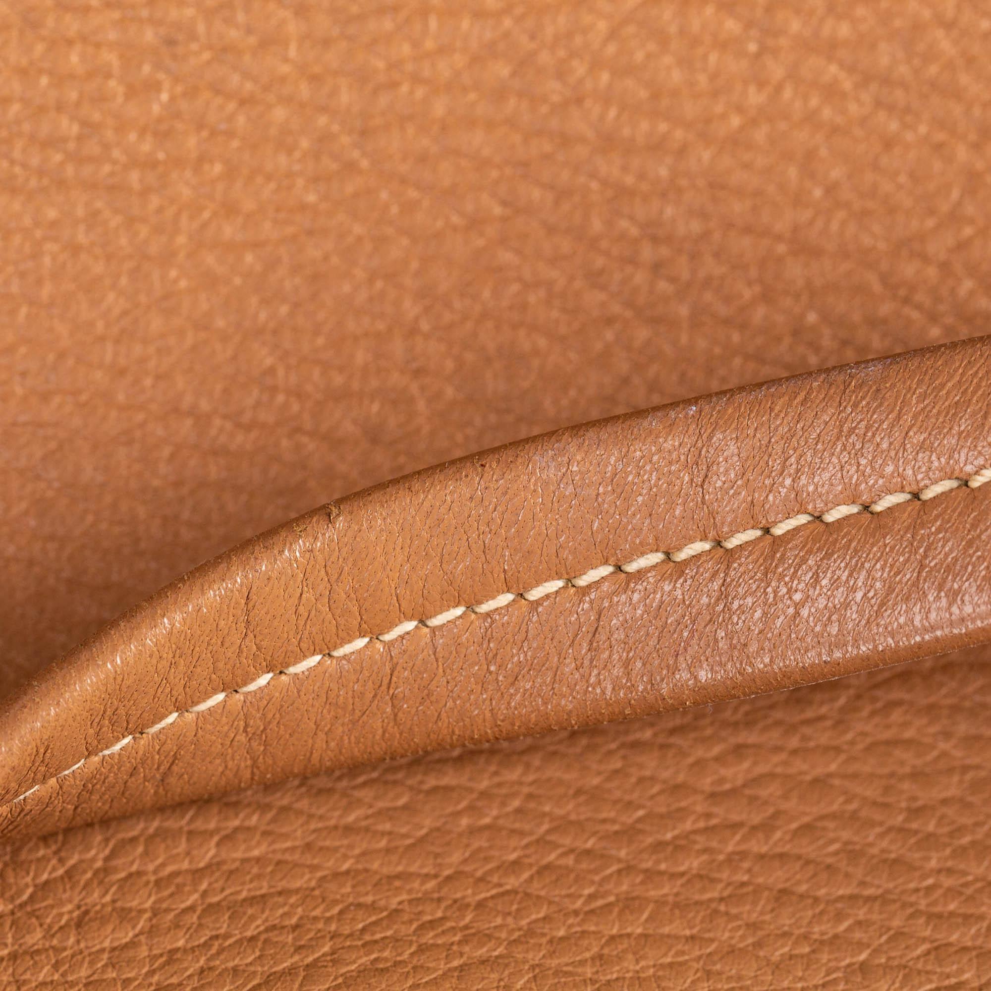 Vintage Authentic Prada Brown Beige Leather Cervo Tote Bag ITALY LARGE  3