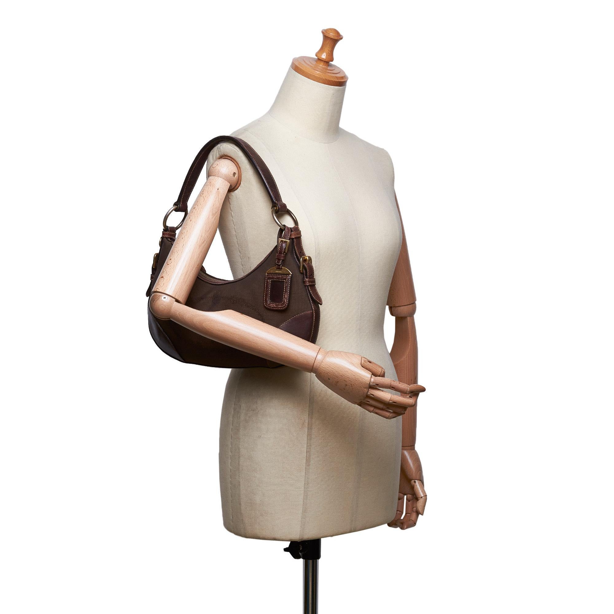 Vintage Authentic Prada Brown Canapa Hobo Bag Italy w Authenticity Card MEDIUM  For Sale 5