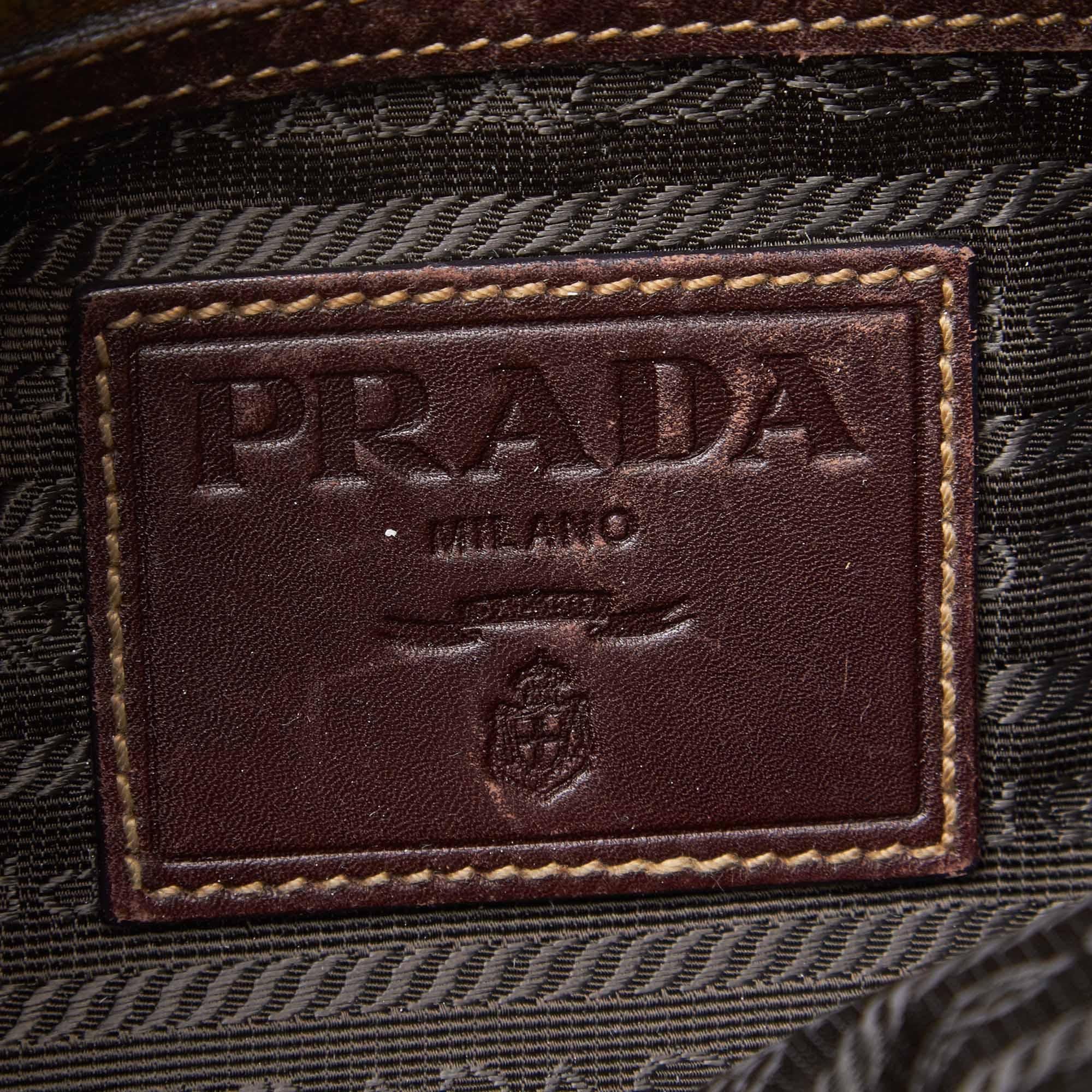Vintage Authentic Prada Brown Canapa Hobo Bag Italy w Authenticity Card MEDIUM  For Sale 1