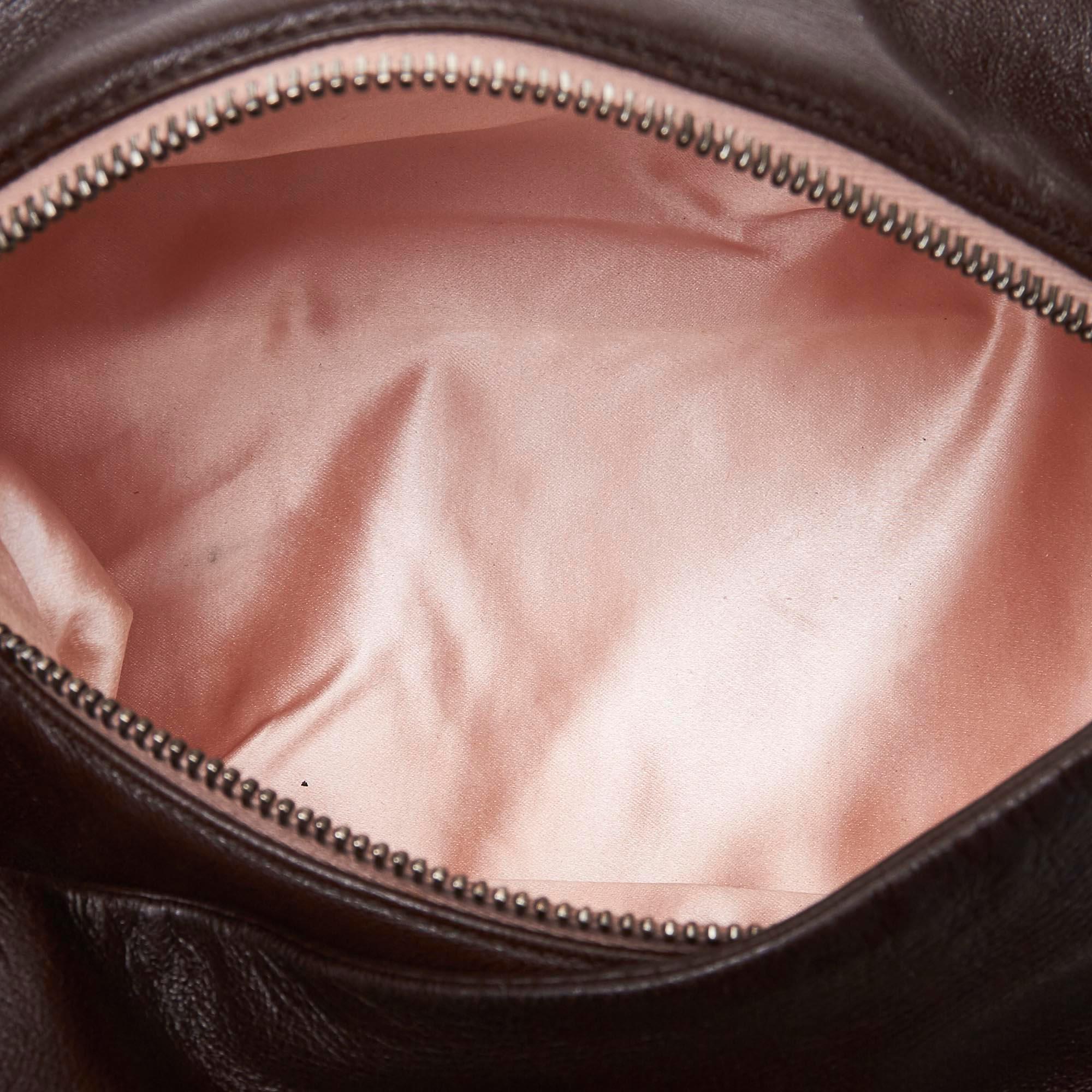 Women's Vintage Authentic Prada Brown Dark Brown with Pink Leather Handbag ITALY MEDIUM 