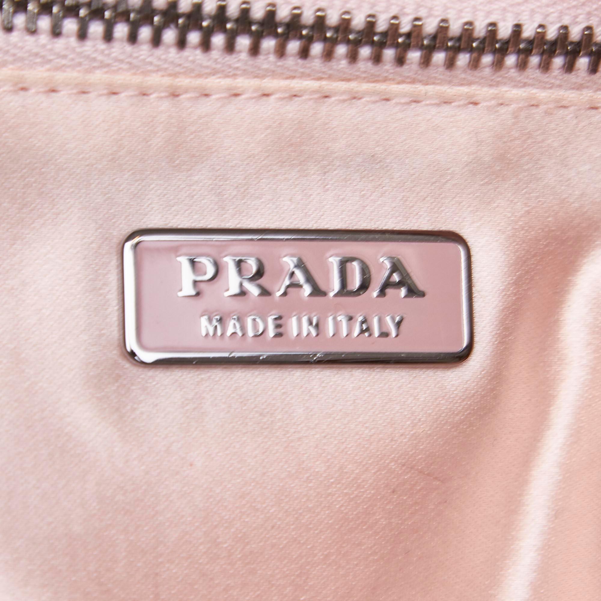 Vintage Authentic Prada Brown Dark Brown with Pink Leather Handbag ITALY MEDIUM  1