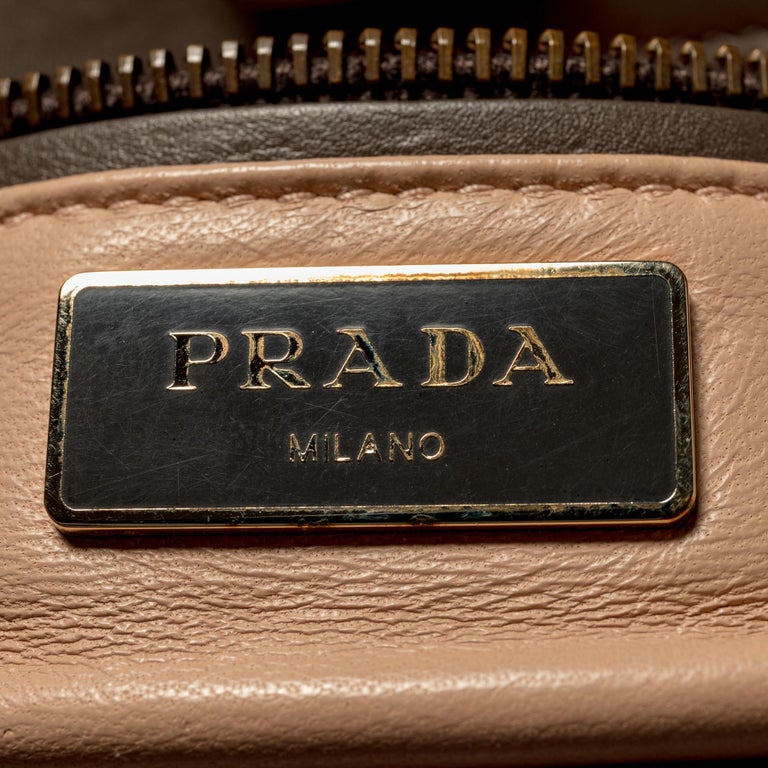 Vintage Authentic Prada Brown Leather Handbag Italy w/ Dust Bag LARGE