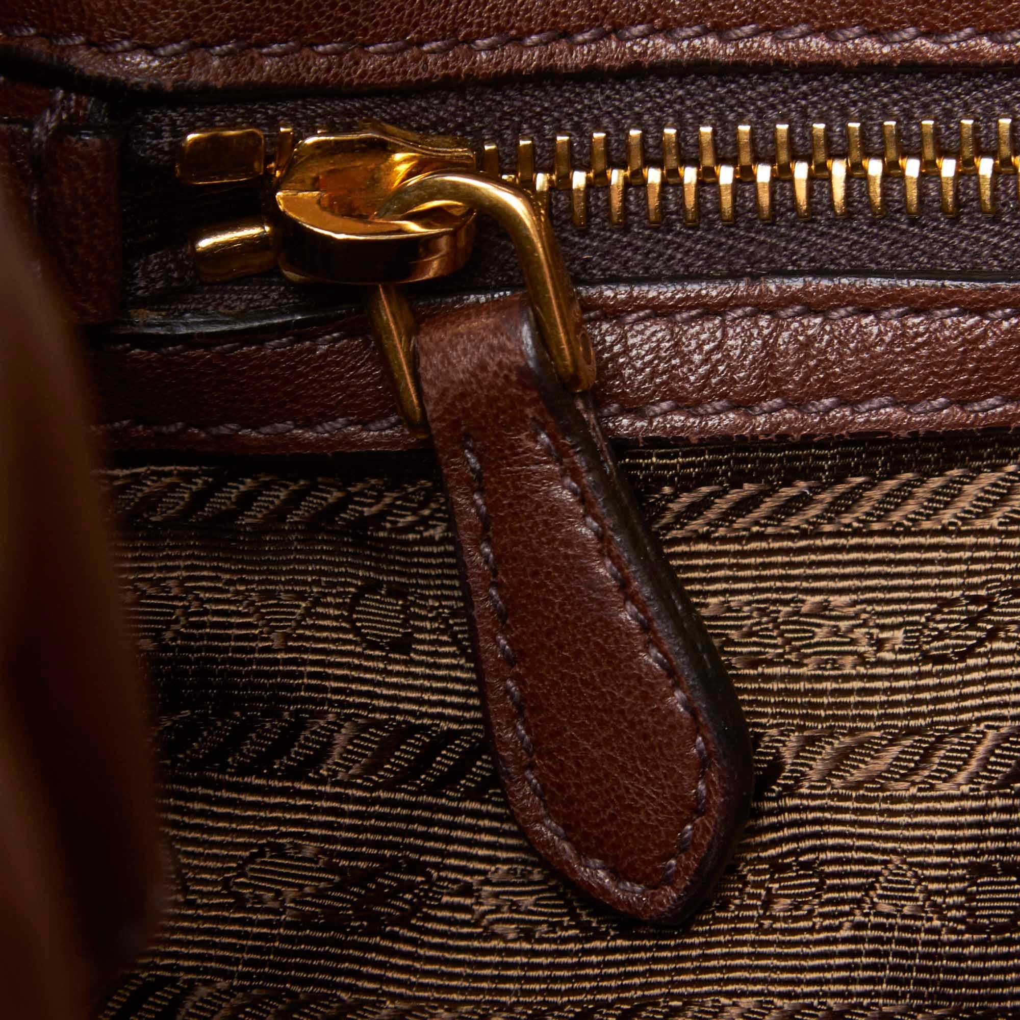 Vintage Authentic Prada Brown Leather Ruffled Hobo Bag Italy w Dust Bag MEDIUM  3