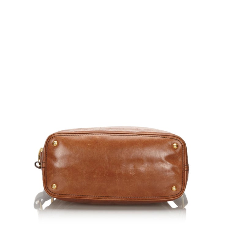 Vintage Authentic Prada Brown Leather Shoulder Bag Italy LARGE For Sale ...