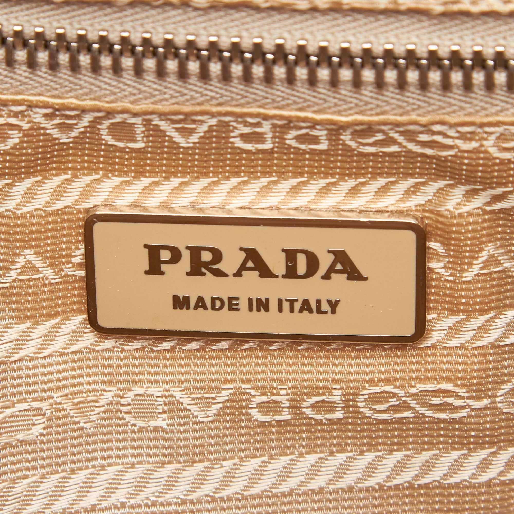 Vintage Authentic Prada Brown Nylon Fabric Python Shoulder Bag Italy w MEDIUM  For Sale 2