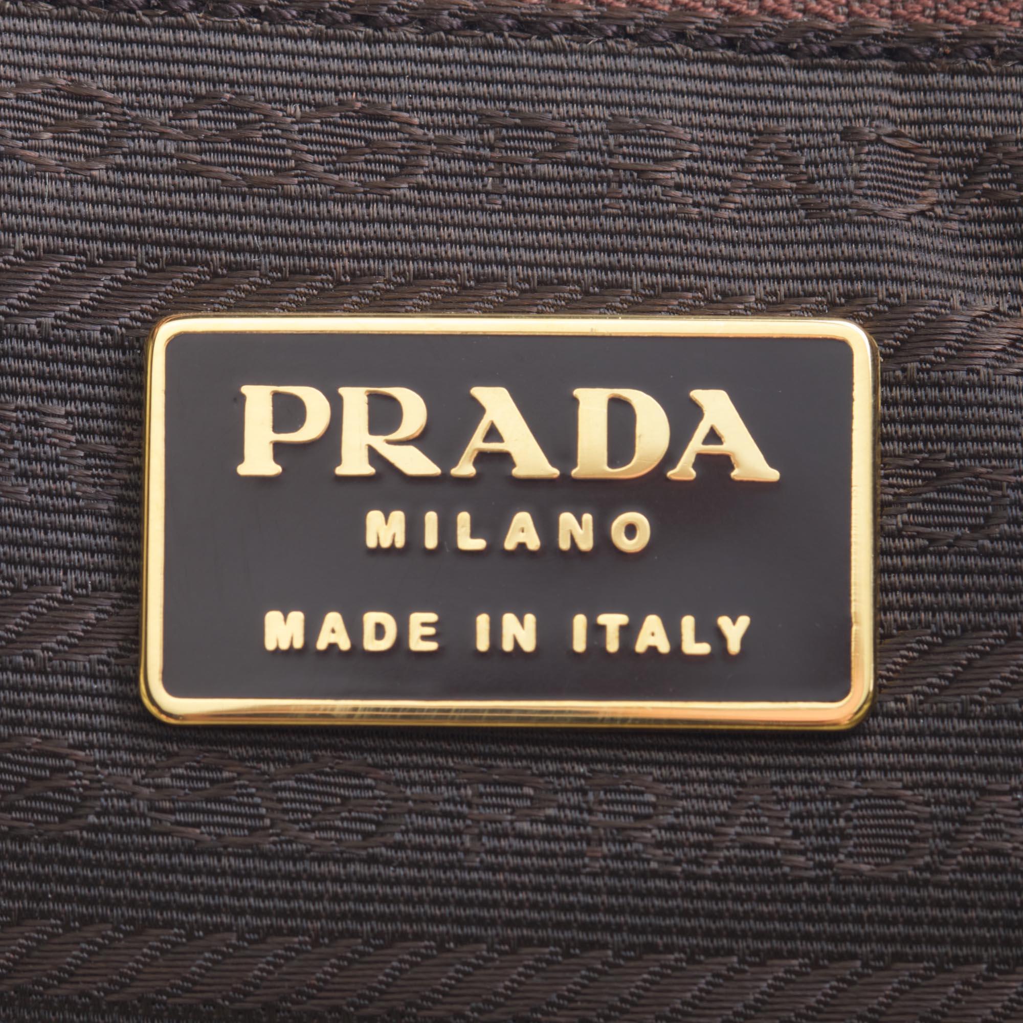 Vintage Authentic Prada Brown Satin Fabric Chain Tote Italy w Dust Bag LARGE  For Sale 2