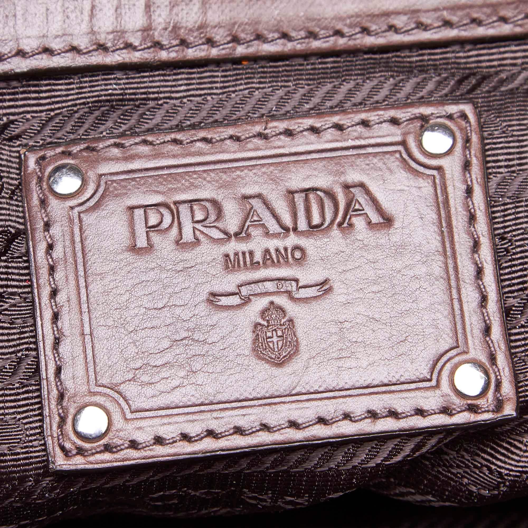 Vintage Authentic Prada Brown with Black Leather Weekender Italy LARGE  2