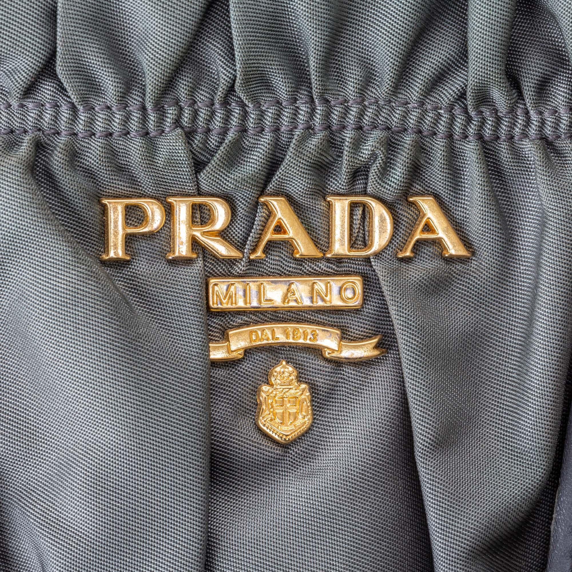 Women's Vintage Authentic Prada Gray Gathered Handbag Turkey w Dust Bag LARGE For Sale