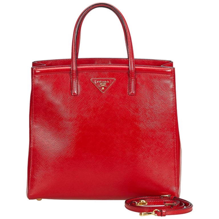 Vintage Authentic Prada Leather Saffiano Vernice Satchel w Dust Bag ...