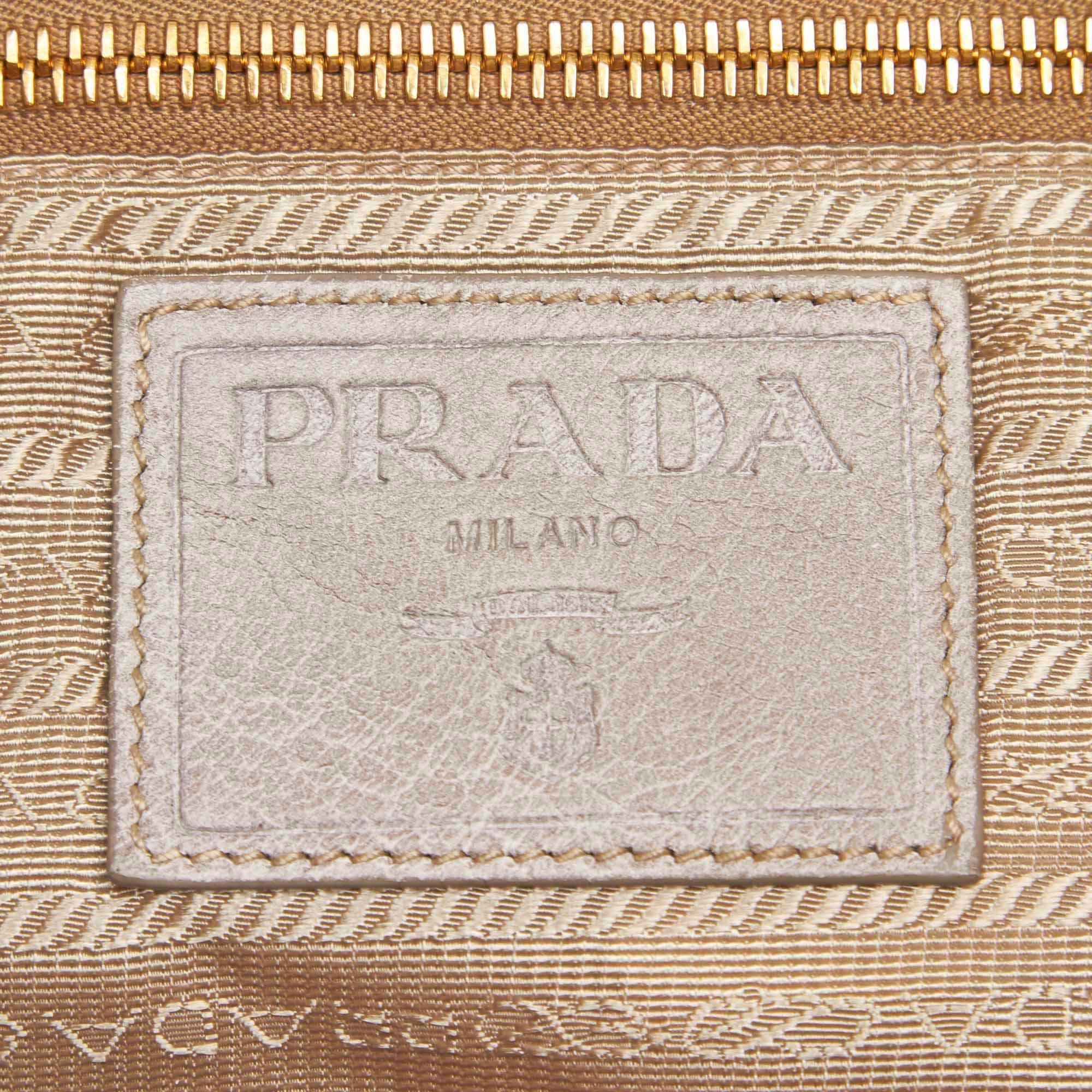 Beige Vintage Authentic Prada Leather Tassel Tote Bag w Dust Bag Authenticity Card  For Sale