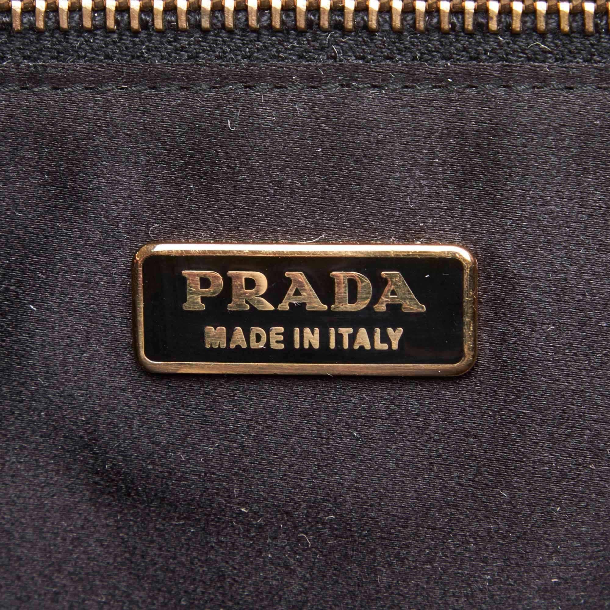 Women's Vintage Authentic Prada Leather Woven Handbag w Authenticity Card Padlock Key  For Sale