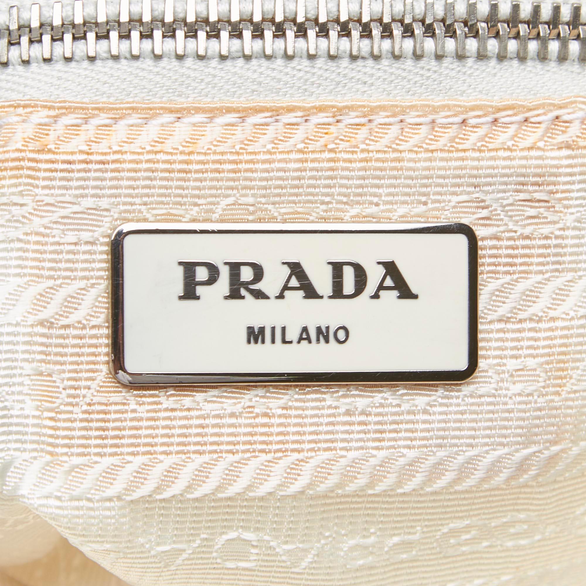 Vintage Authentic Prada Light Printed Satchel Italy w Authenticity Card LARGE  For Sale 1