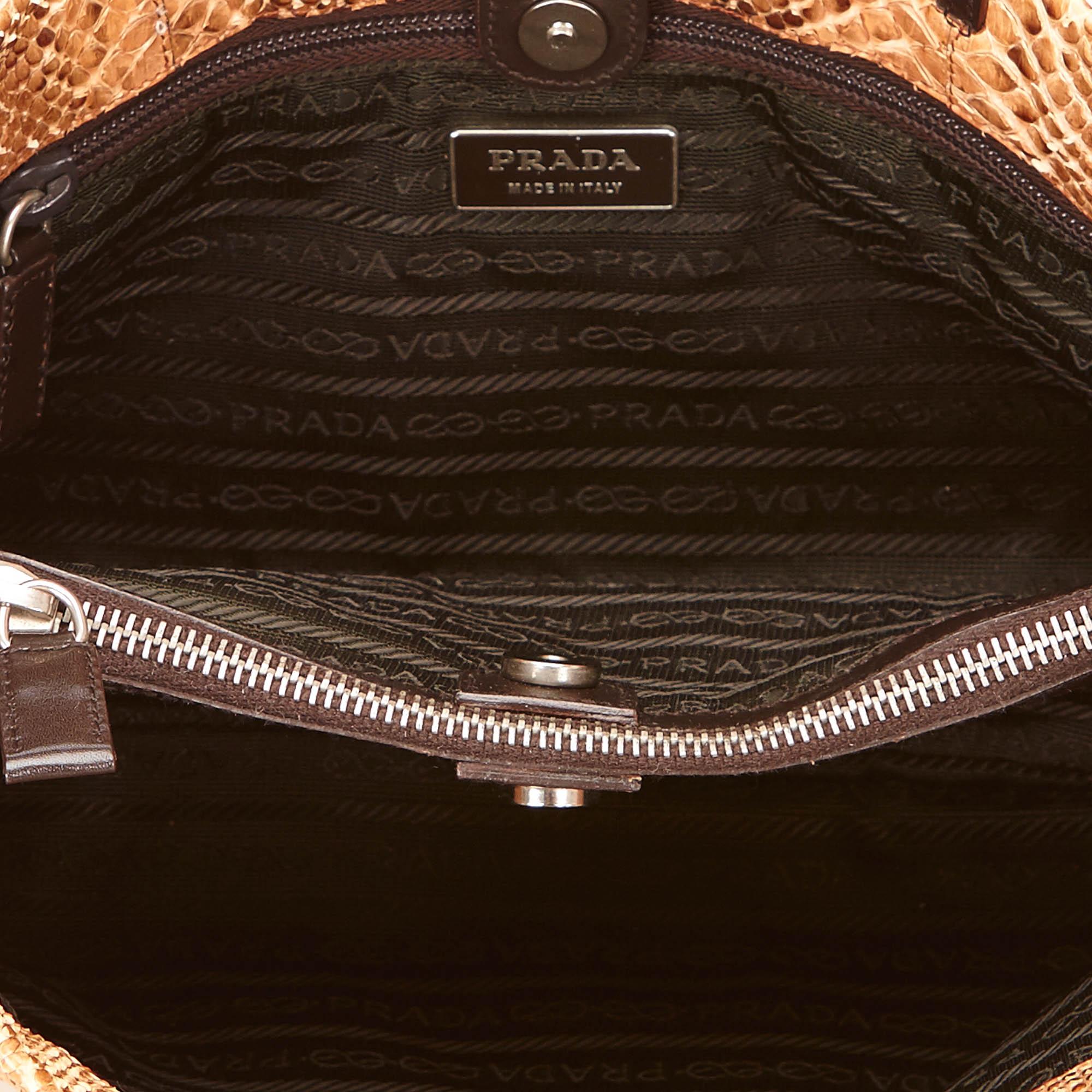 Women's Vintage Authentic Prada Light Python Leather Shoulder Bag Italy MEDIUM For Sale