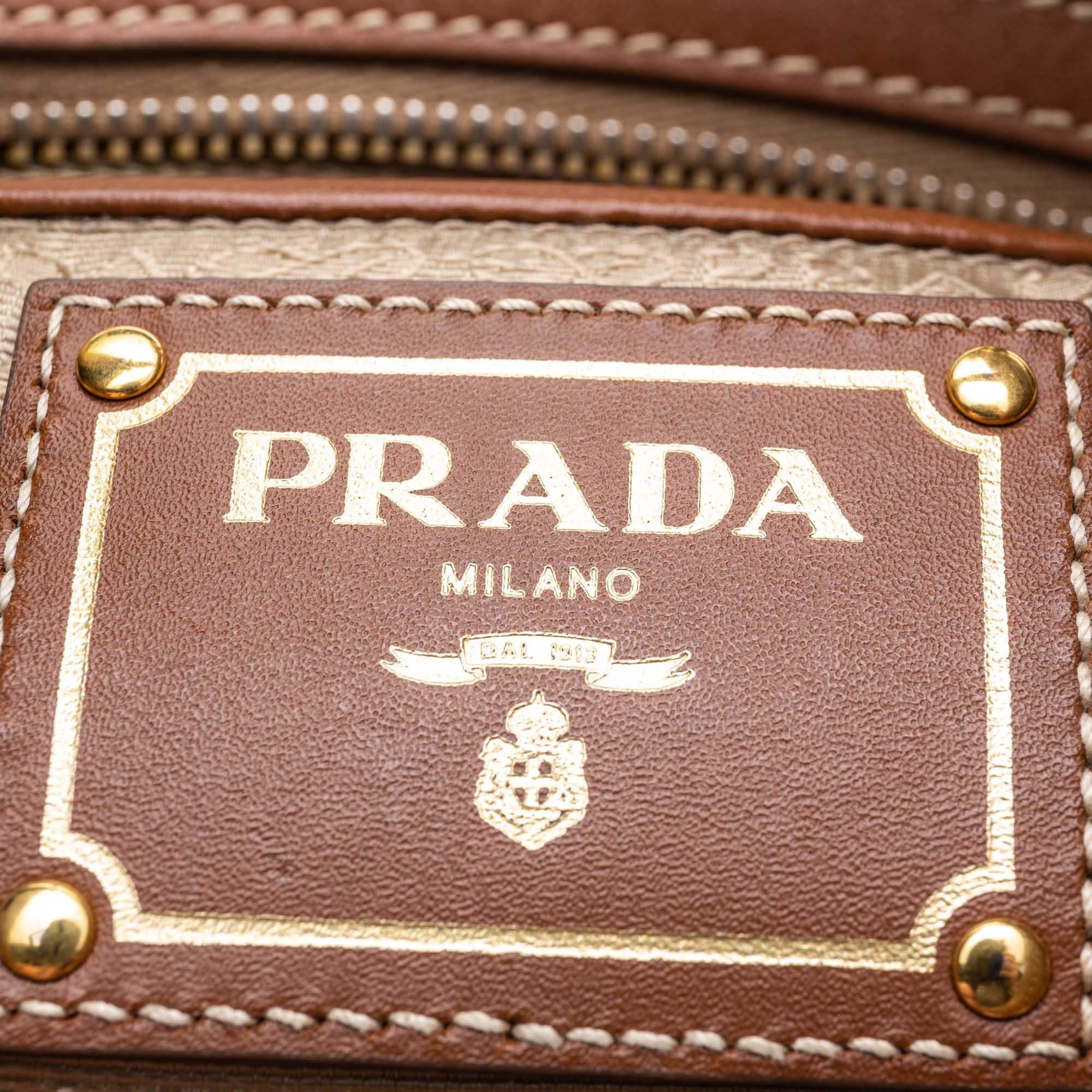 Brown Vintage Authentic Prada Logo Hobo Bag Italy w Dust Bag Authenticity Card MEDIUM  For Sale