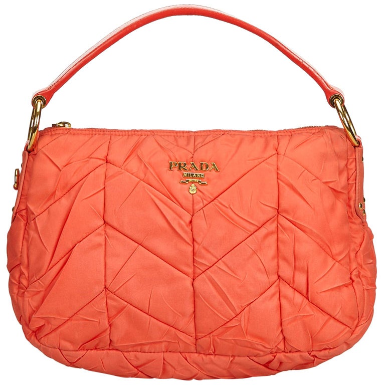 Vintage Authentic Prada Orange Nylon Fabric Quilted ...