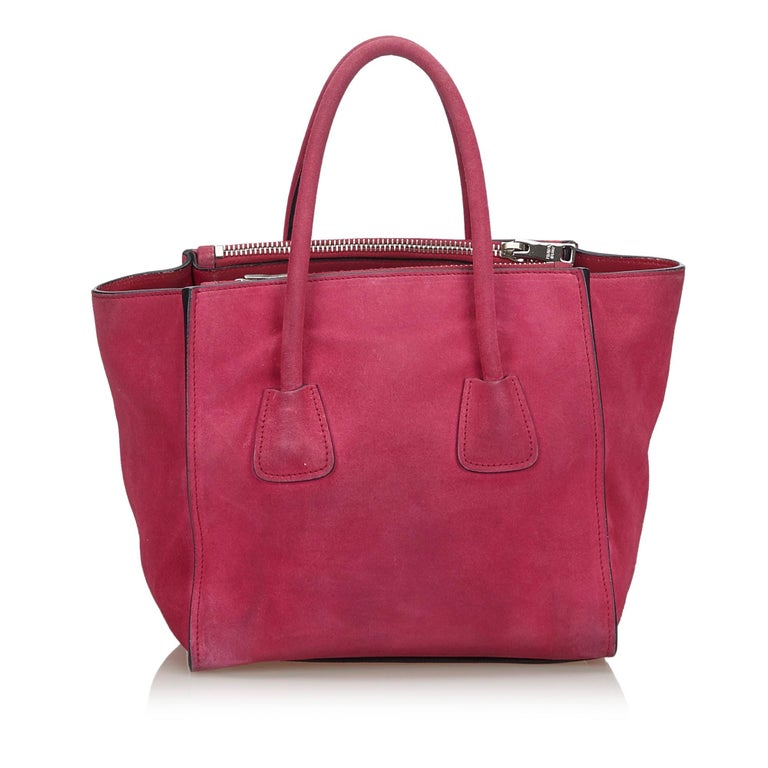 Vintage Authentic Prada Pink City Double Zip Tote Italy w ...
