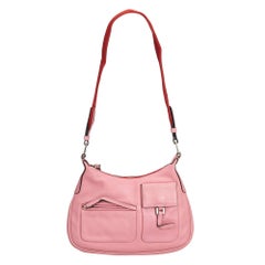 Vintage Authentic Prada Pink Leather Shoulder Bag Italy w MEDIUM