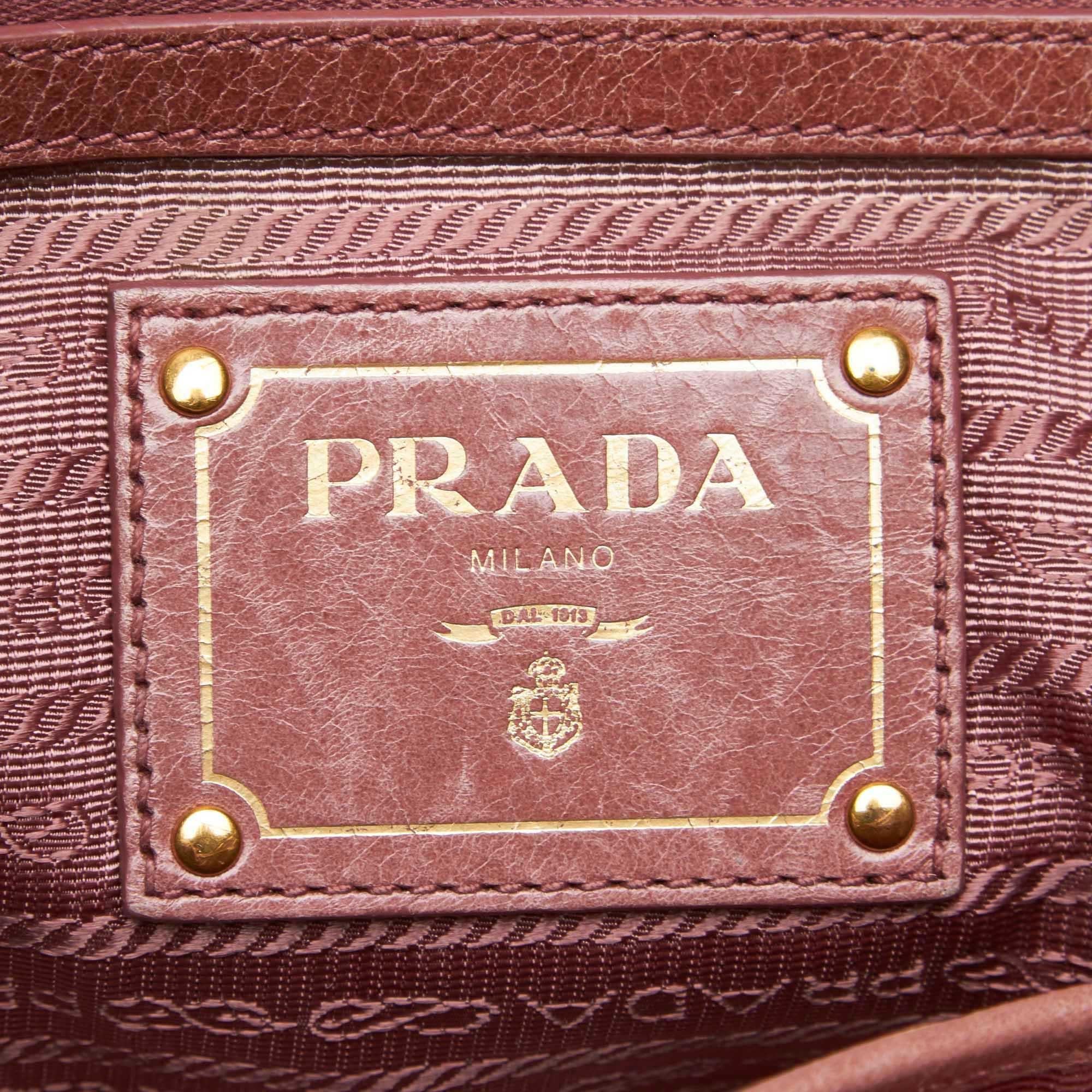 Vintage Authentic Prada Pink Leather Vitello Shine Satchel Italy MEDIUM  1