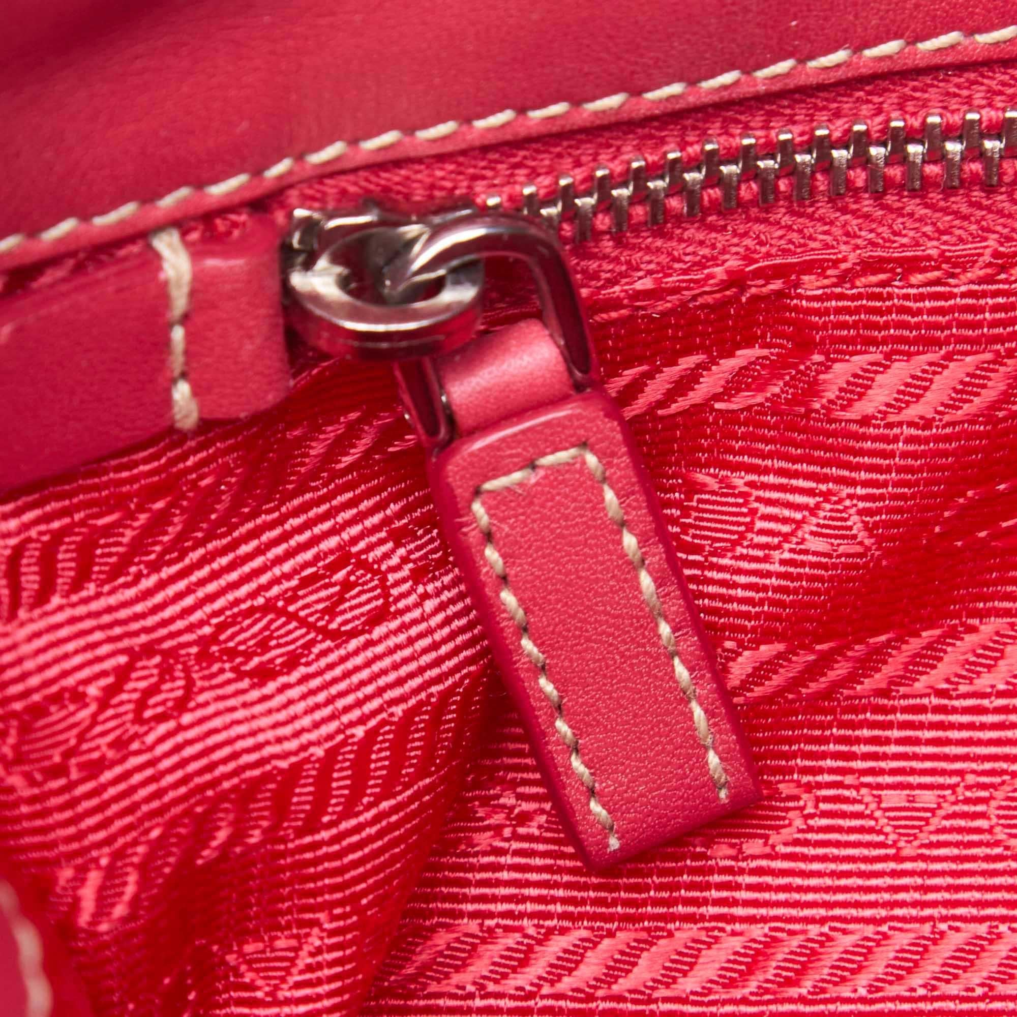 Vintage Authentic Prada Pink Nylon Fabric Chain Handbag Italy w Dust Bag SMALL  For Sale 2
