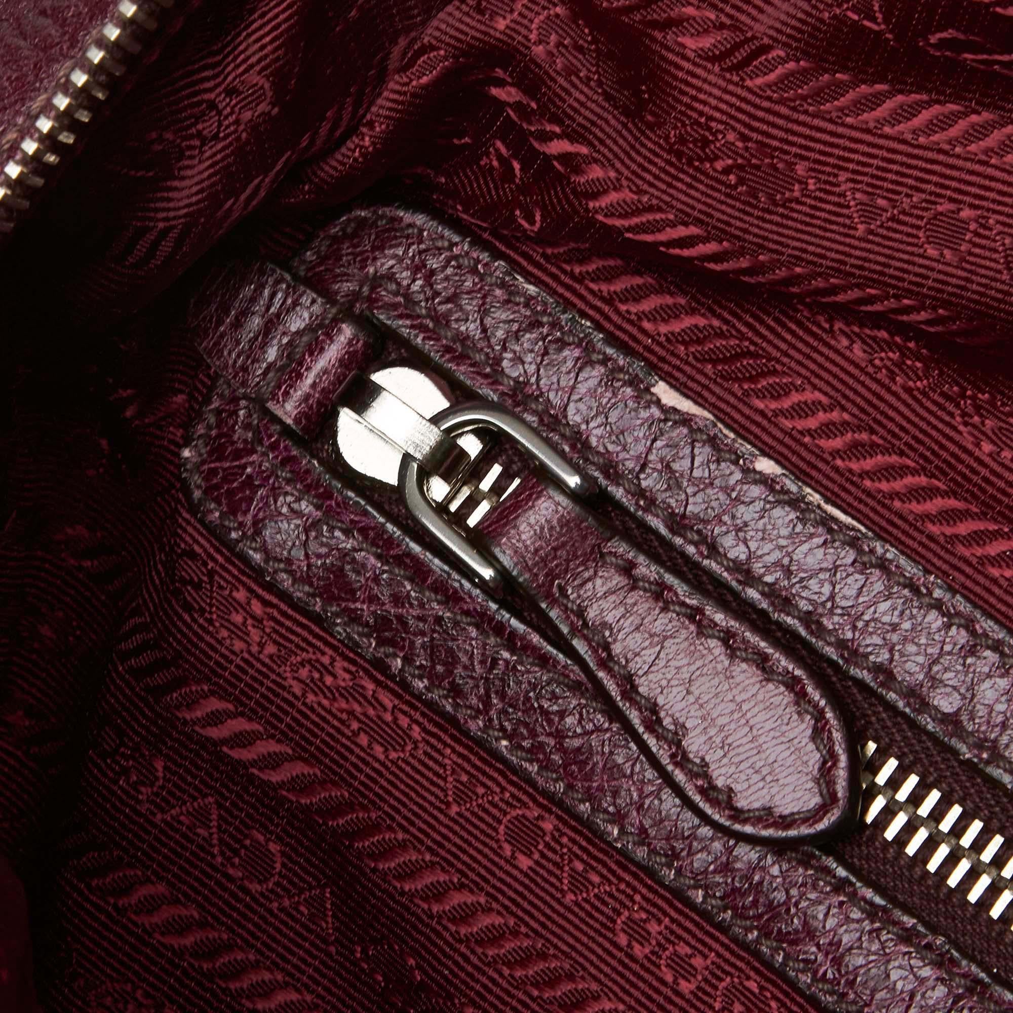 Vintage Authentic Prada Purple Leather Handbag Italy w/ Dust Bag MEDIUM 7