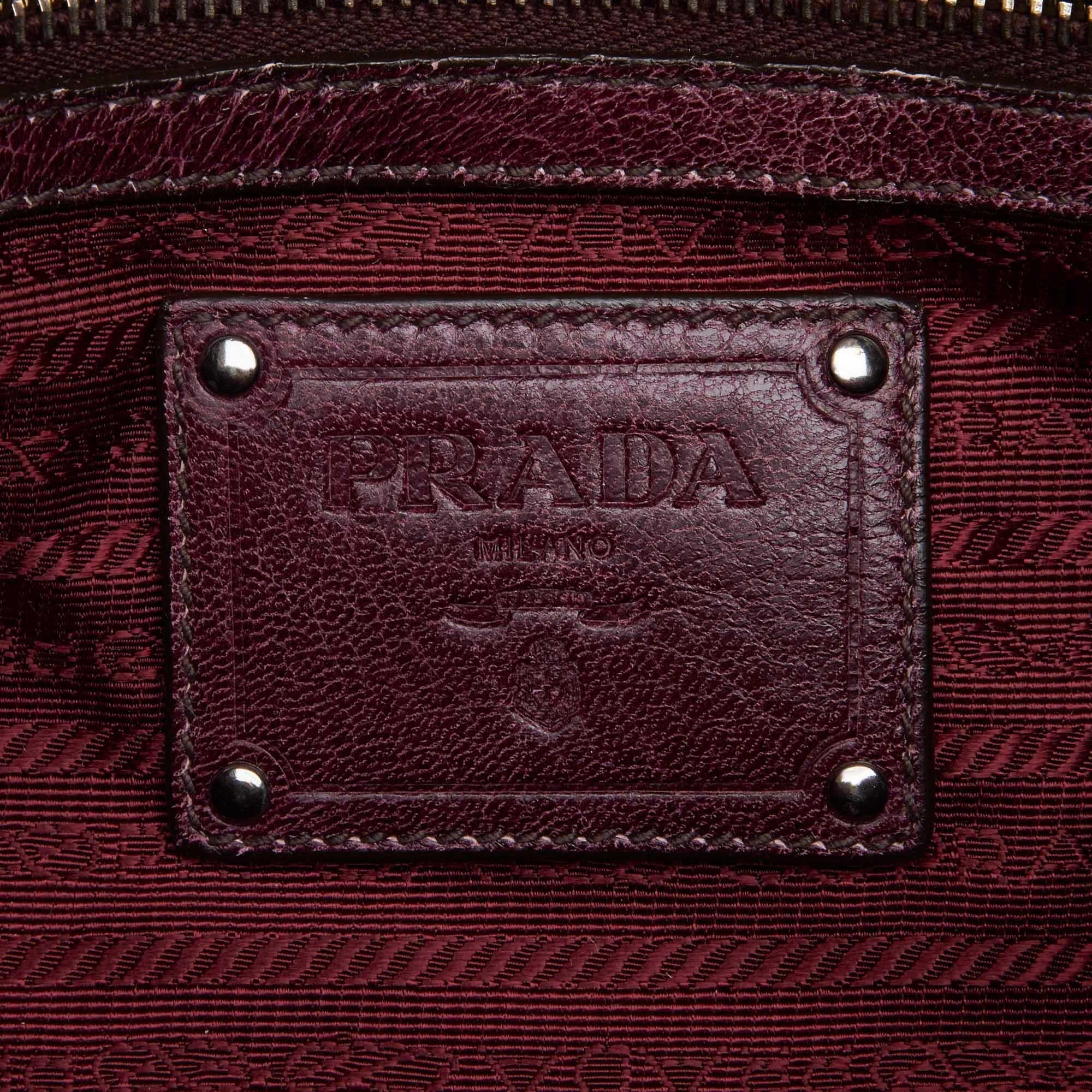 Vintage Authentic Prada Purple Leather Handbag Italy w/ Dust Bag MEDIUM 1
