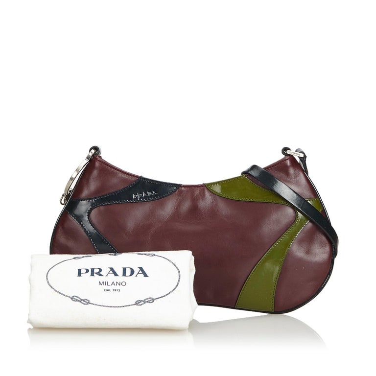 Vintage Authentic Prada Purple Leather Shoulder Bag Italy w Dust Bag