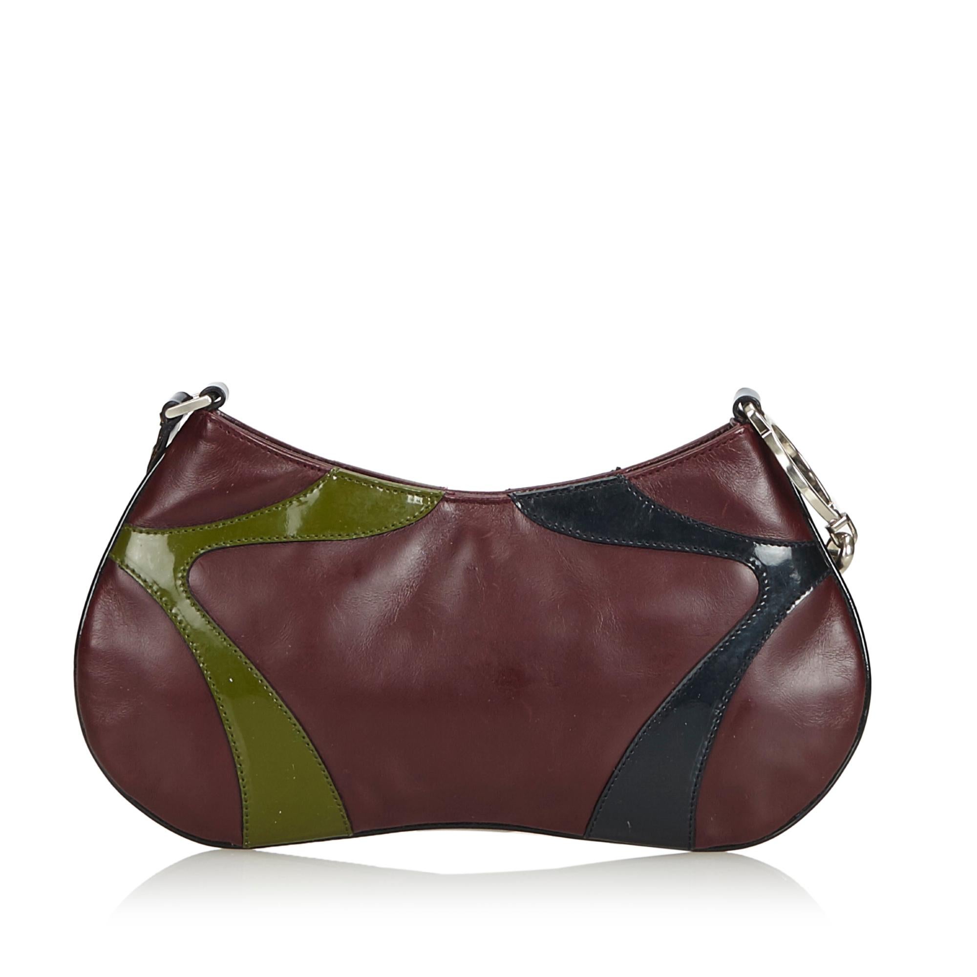 Black Vintage Authentic Prada Purple Leather Shoulder Bag Italy w Dust Bag MEDIUM