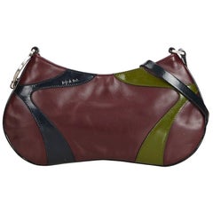 Vintage Authentic Prada Purple Leather Shoulder Bag Italy w Dust Bag MEDIUM
