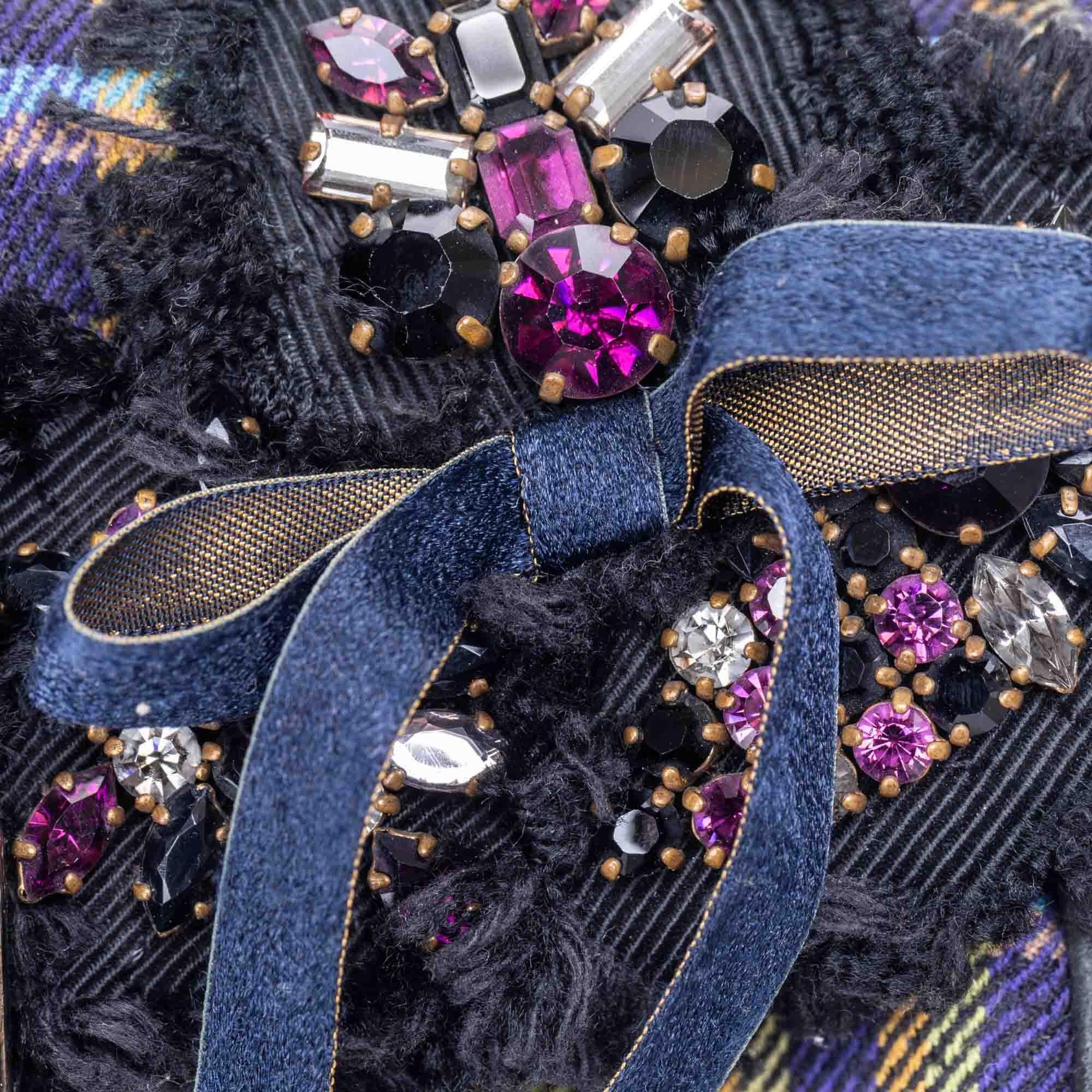 Vintage Authentic Prada Purple Wool Fabric Chain Baguette Italy SMALL 1