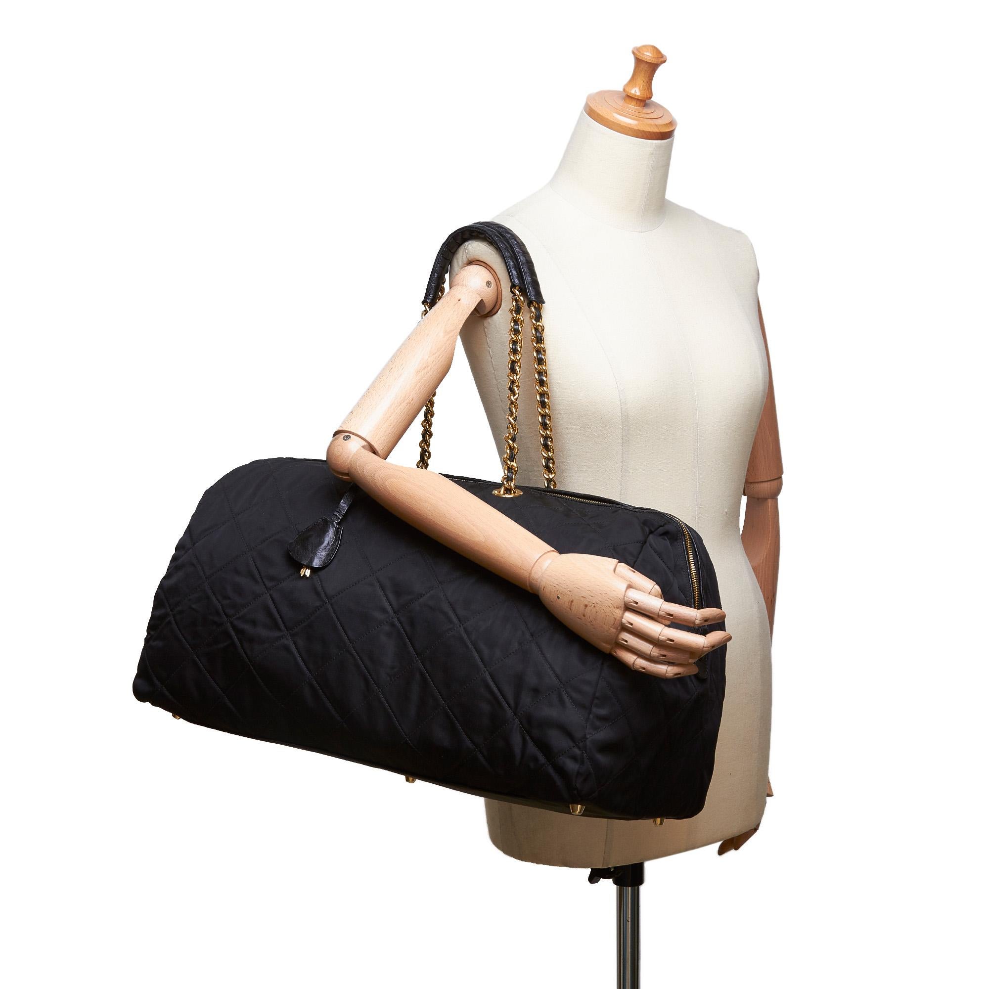 Vintage Authentic Prada Quilted Shoulder Bag Italy w Padlock Padlock LARGE  For Sale 3