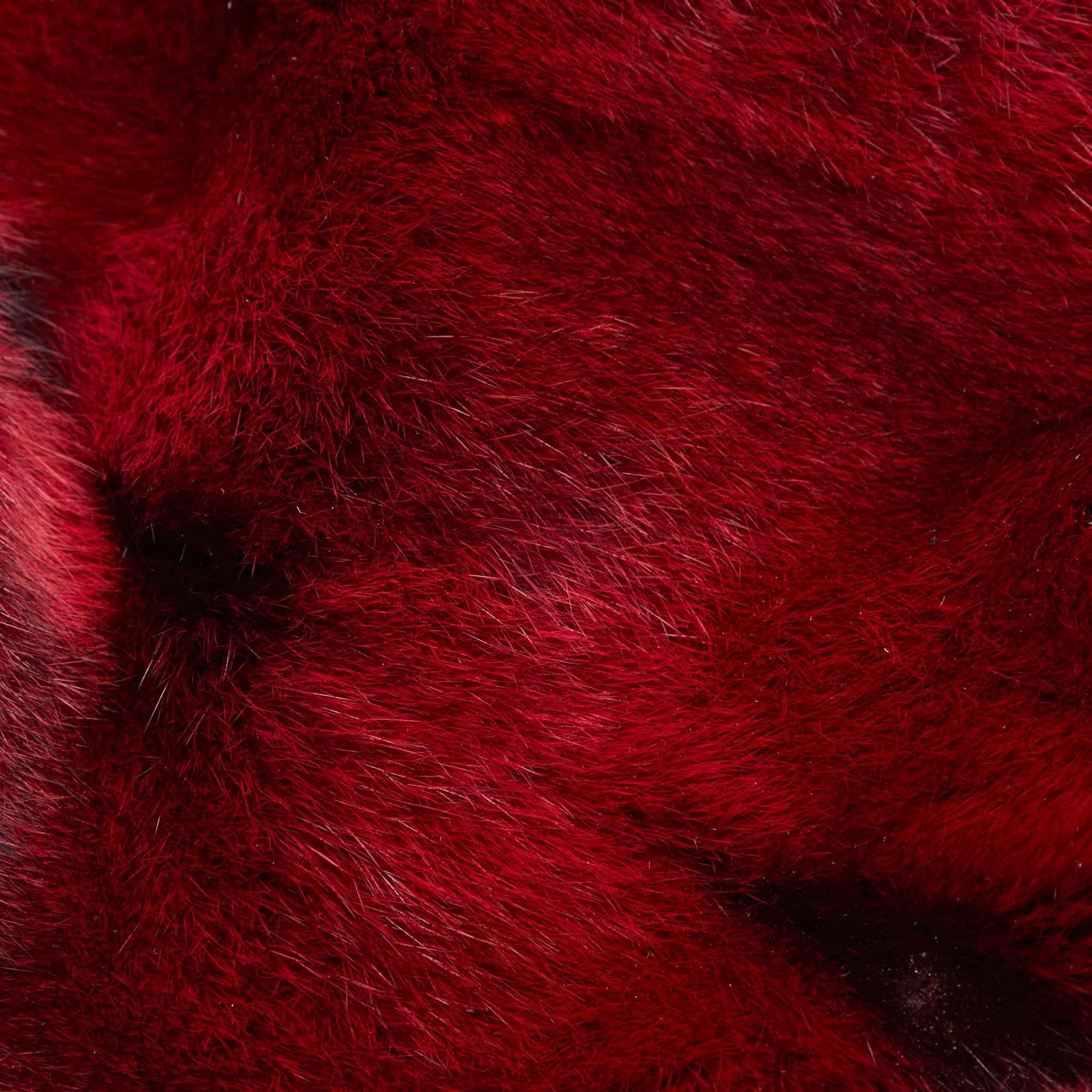 Vintage Authentic Prada Red Dark Fur Backpack Italy MEDIUM  2